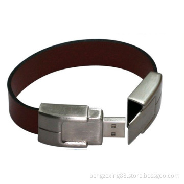 Leather Wristband Function USB Disk, 12-17Mbps Reading Speed/4 to 6Mbps Writing Speed